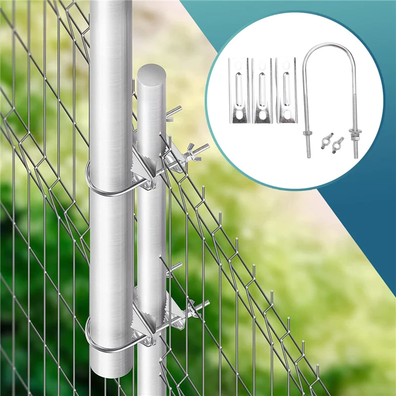 Abrazadera de mástil de doble antena, bloque de mandíbula en V con pernos en U, Kit de soporte de montaje de mástil antioxidante de alta resistencia para TV,CB,Ham