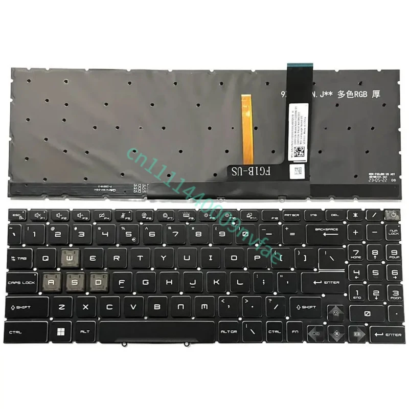 US For MSI Katana 15 B12UDXK B12VEK A15 AI B8VE 17 B13UCXK A17 AI B8VF Pulse 15 B13VFK  Laptop Keyboard 4-Zone RGB Backlit 0.3