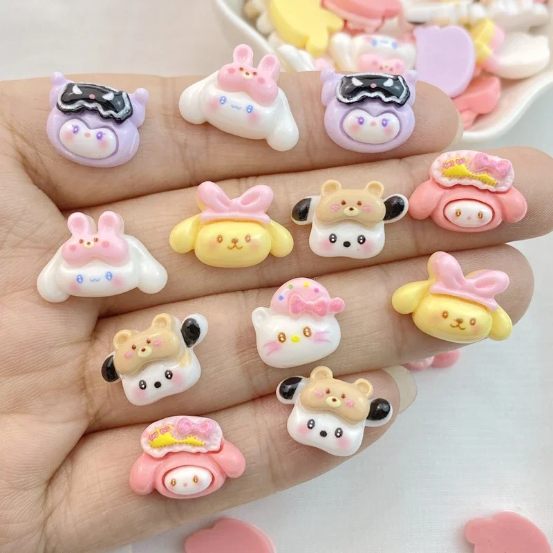 20 Stuks Hars Kleurrijke Mini Cartoon Hat Animal Nail Art Flatback Strass Beeldjes Diy Miniaturen Plakboek Decor Ambachten