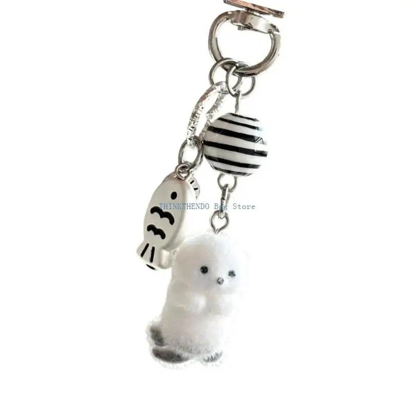 340D Plush Bear Keychain Soft Flocking Bag Charm Lightweight Bags Pendant Portable Accessory Holder