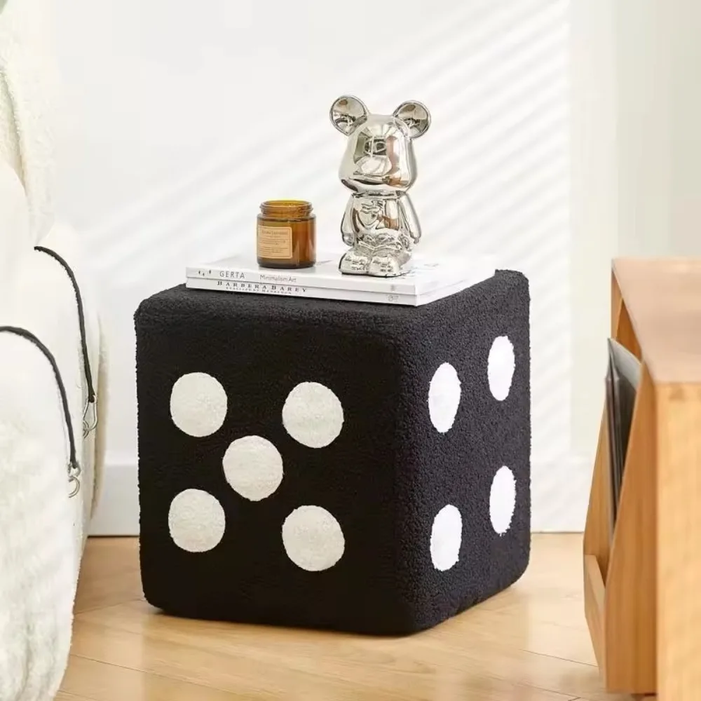 Dice Stool Lamb Velvet Household Cubic Shoe Stool Living Room Sofa Footstool Home Decoration Creative Plush Dice Leisure Stools