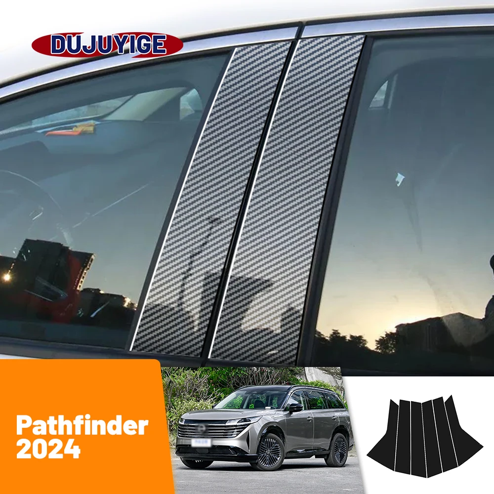 

For Nissan Pathfinder 2024 Carbon Fiber Window Door Column Deal B C Pillar Post Cover Trim Sticker