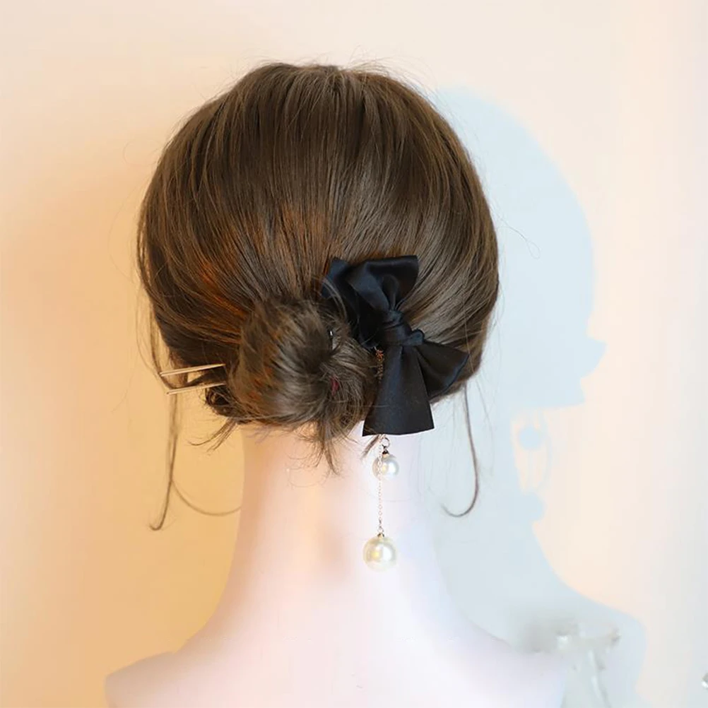 

2pcs Pearl Tassel Stick Fork Bow Hairpin Hair Clip For Women Daily Wedding Party Use Durable Skin Friendly Elegant Hair