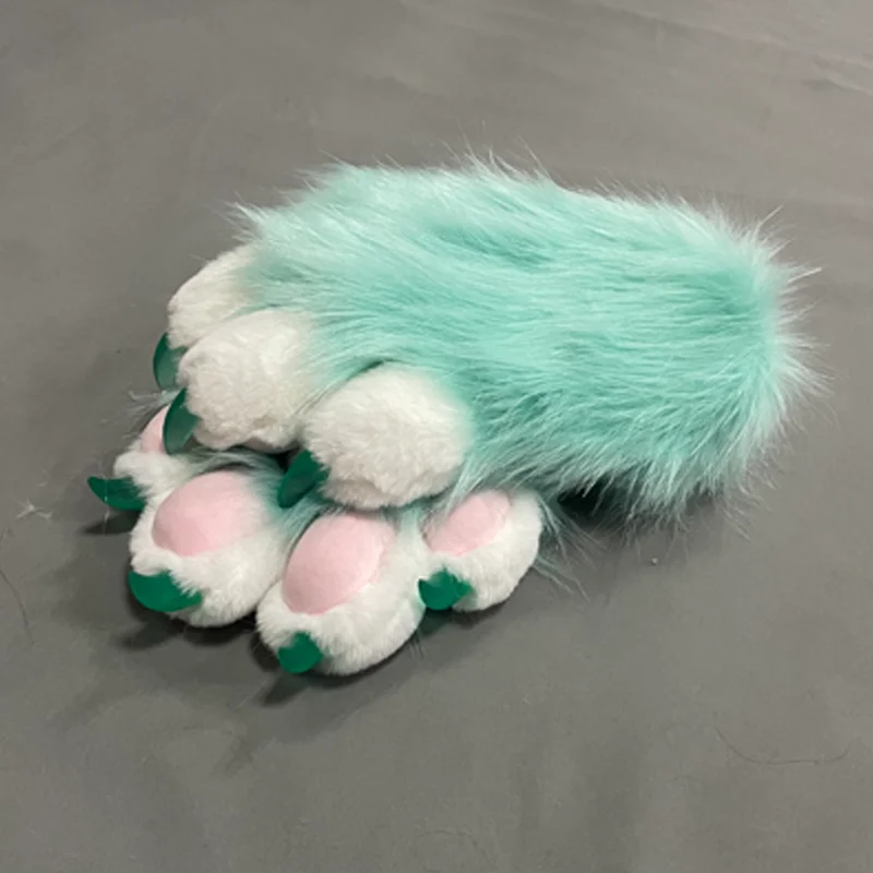 فروي الكفوف مخصص قفازات طويلة مخصصة Kigurumi Fursuit زوج من الكرتون فروي الكفوف تأثيري حلي بدلة الفراء
