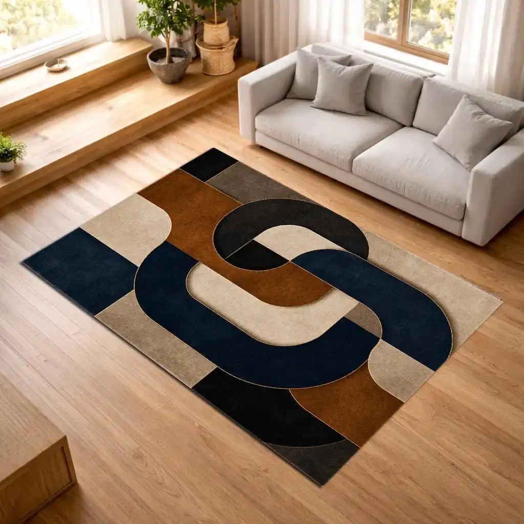 Textured Woven Block carpet open lounge space bedroom bedside dining resting spot simple indoor home decoration