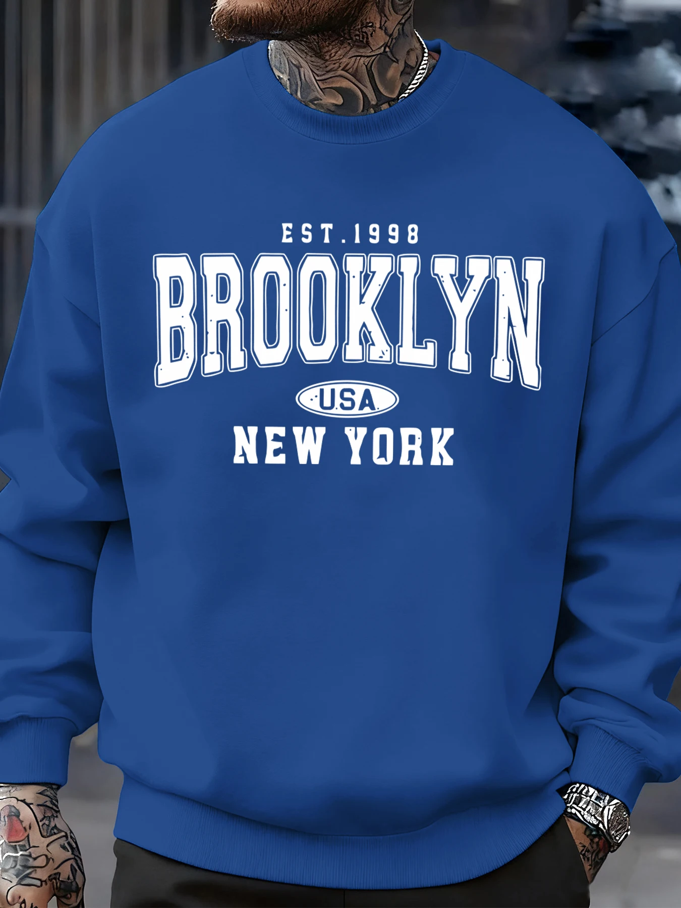 26 Brooklyn New York Usa Print Herren-Sweatshirt Street-Fashion Pullover Fleece Herbst Locker Sitzende Oberteile Lässige Rundhals-Kleidung Unisex – Detail 14