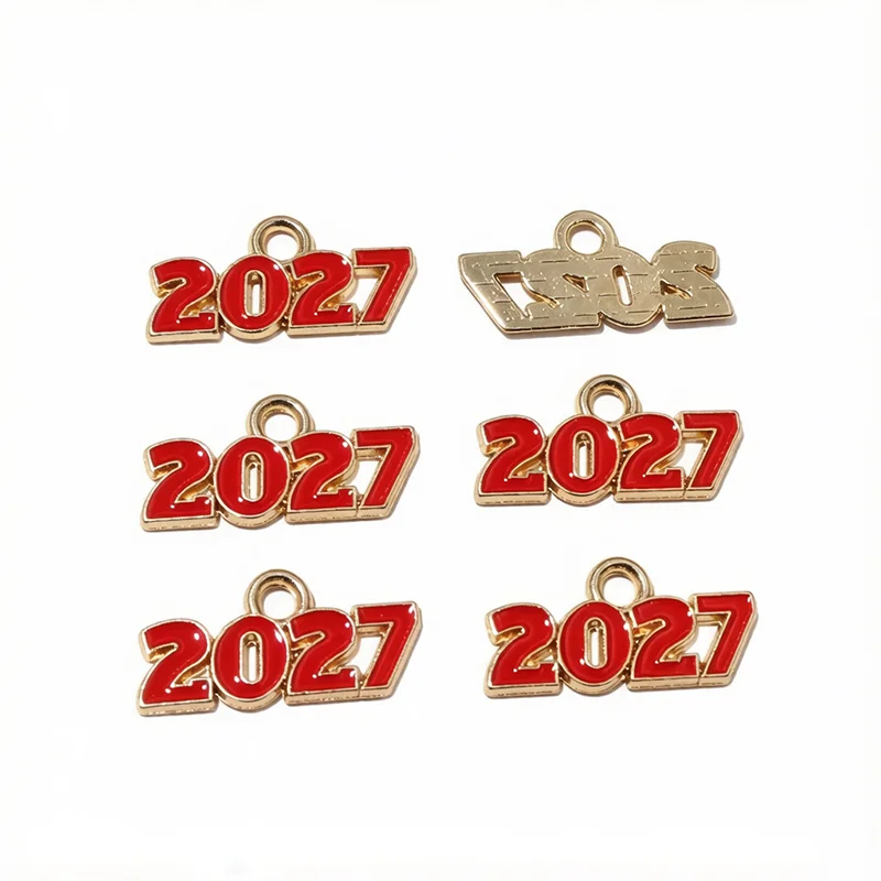 20pcs Enamel Year Number 2027 Charms Pendant 18x9mm DIY Jewelry Making Accessories Findings for Earrings Necklace Bracelet image 4