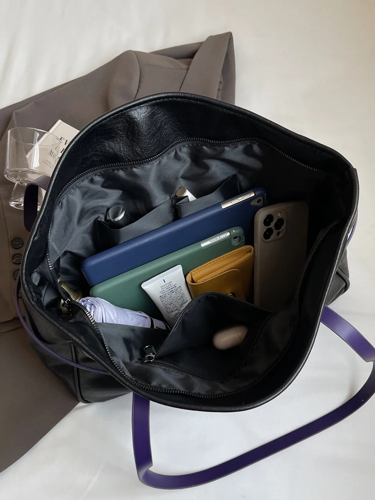 

Женская большая сумка Ele Large Capaci, модная пригородная сумка, полиэстер, двойной ремень, застежка-молния, мягкая поверхность