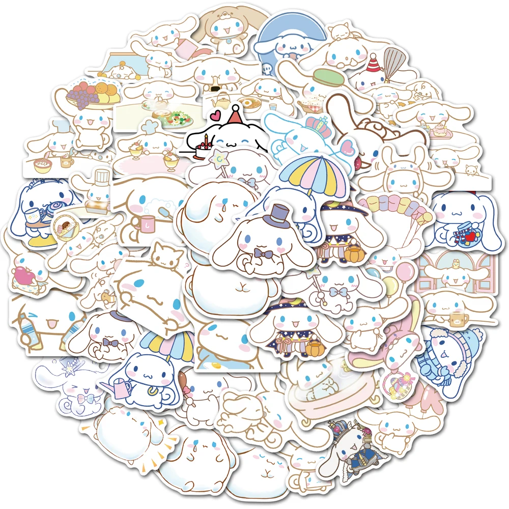 50pcs Cinnamoroll Sticker Pack Waterproof Laptop Skin Sanrio Anime Stickers Cute Phone Case Kawaii Stationery Art Supplies