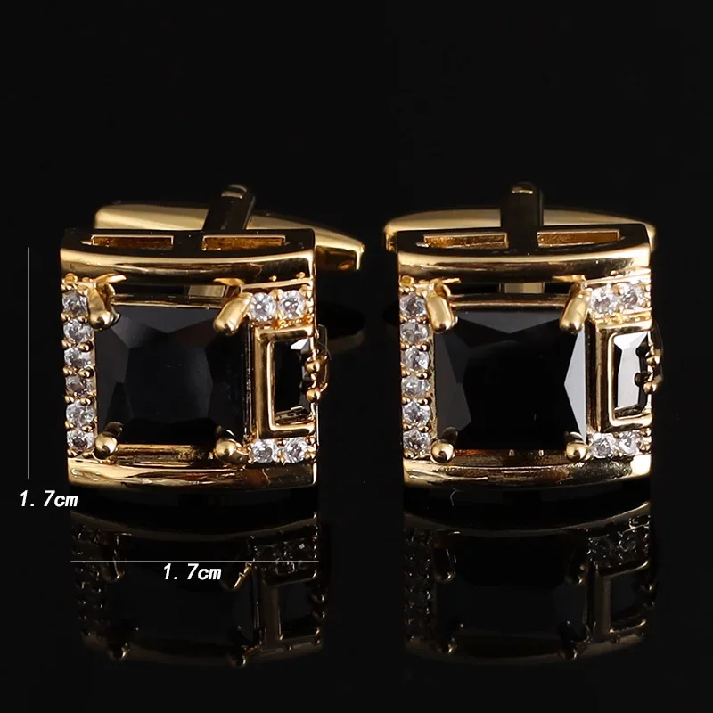 Tough Square Zircon Stone Cufflinks for Man Luxury Shirt Suit Cufflinks Black stone Cufflinks Gift Accesories for Man