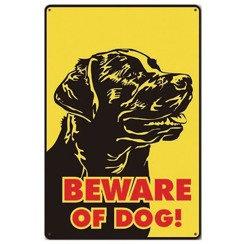 Letreros de advertencia de personalidad Beware of Dogs, cartel de estaño de Metal Vintage, placa de advertencia de perros, pegatinas decorativas, 10cm