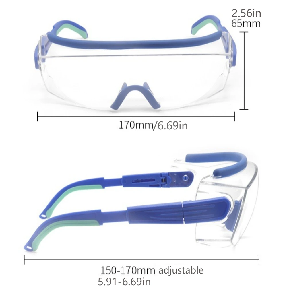 Anti Fog Dust Safety Goggles Anti-Splash Clear Industry Chemical Eyeglasses Adjustable Frame Impact Resistant