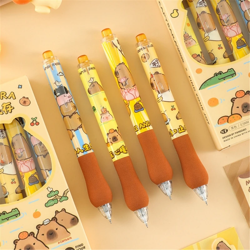 4 шт., гелевая ручка с героями мультфильмов, выдвижная гелевая ручка, пишет гладко, быстро сохнет