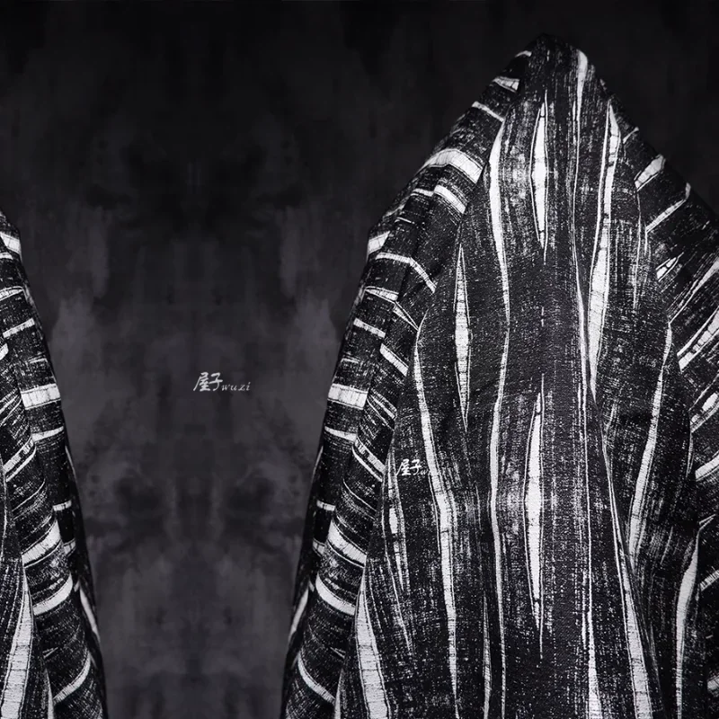 

Двусторонняя черно-белая кисть из жаккардовой ткани, дизайнерская одежда, ткань для шитья своими руками, хлопок, полиэстер, материал