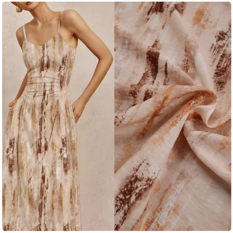 Retro Wind Smudge Print Sky Silk Cotton Fabric, China Suit, Dress, Cheongsam, Pants, Han Cloth Sewing Tissue, Soft, T2317
