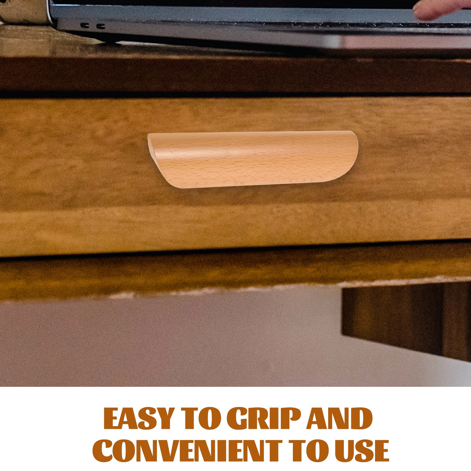 

6Pcs Wood Semicircle Cabinet Pull Handles Smooth Surface Rustic Style Drawer Handles for Kitchen Bedroom Dresser Furniture