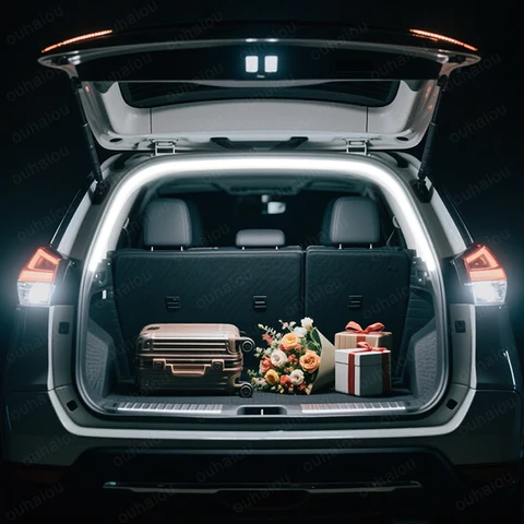 Для Nissan X-Trail 2008-2025: Модифицированная подсветка багажника, атмосферные светильники, белый/теплый белый, светодиодная лента для заднего багажника