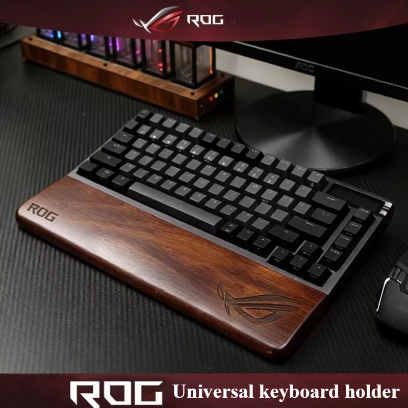

ROG Keyboard Wrist Rest Customized Black Walnut Palm Rest Ergonomic Hand Support Palm Stress for Mechanical Keyboard Accessories