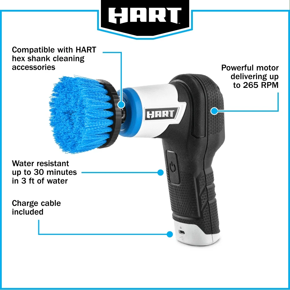 4V Rechargeable Power Scrubber Cordless Medium Bristle Cleaning Brush USB Charging Cable IPX7 Water Resistant Ergonomic Design