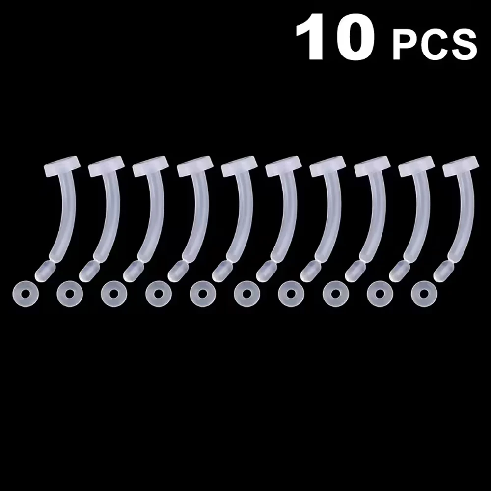 10pcs Clear Flexible Acrylic Eyebrow Piercing Jewelry Cartilage Tragus Retainer Ear Helix Earring 8mm 10mm 14/16 Gauge