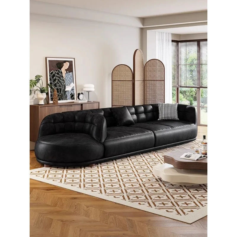 

Italian minimalist paradise rotating sofa leisure sofa designer furniture art rotating modern oil wax leather sofa