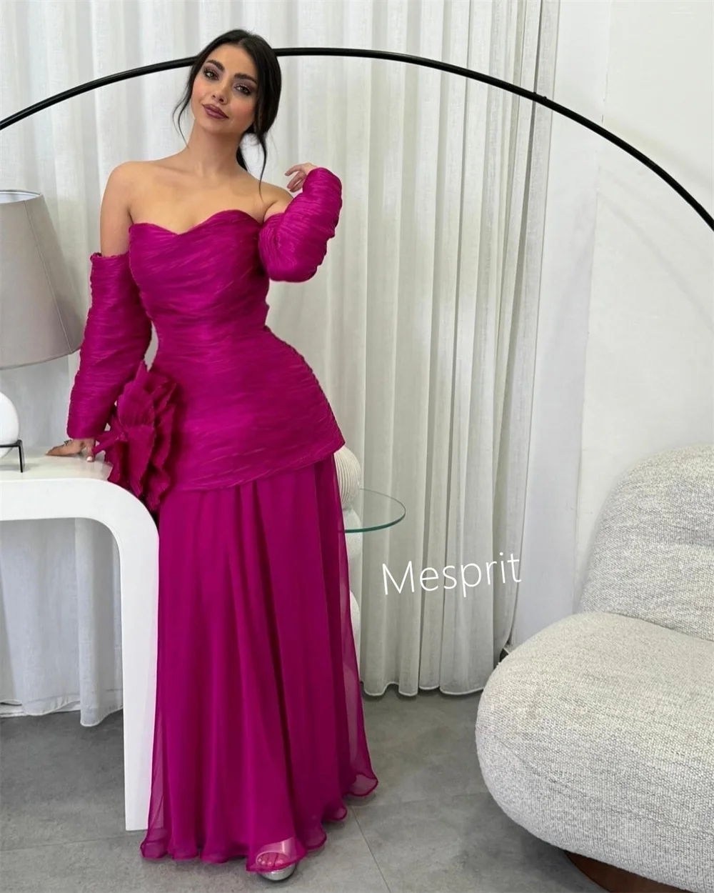 Customized High Quality Pleat Handmade Flower A-line Sweetheart Long Dresses Bespoke Occasion Dresses Simple