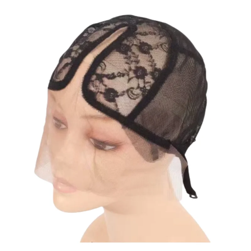 أفضل بيع النساء السود غلويليس الشعر صافي قبعة شعر مستعار صنع نسج Hairne قابل للتعديل T-شكل الدانتيل شبكة مطاطية الشعر صالون تجميل الشعر