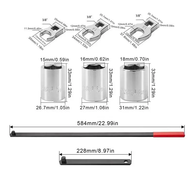 Drive Serpentine Belt Tightener Tool 8pcs/set Automotive Repair Kit Socket Serpentine Belt Adjust Tightener Belt Remove &