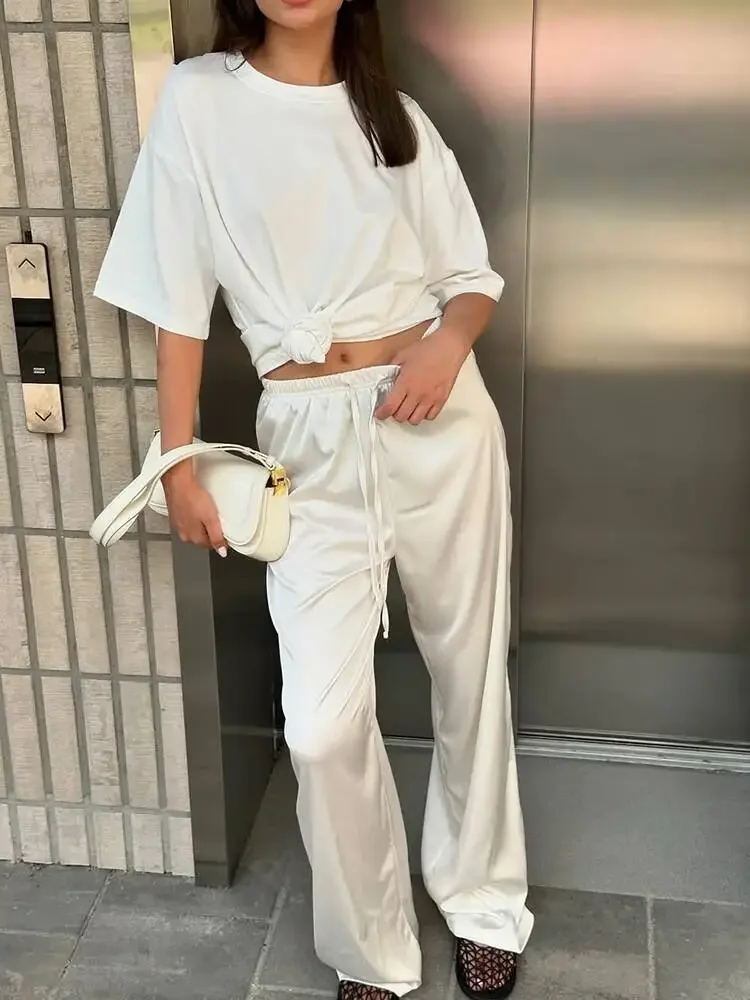 Autumn Fashion Long Straight Pants Women Fashion Solid High Waist Lace-up Trouser Female High Street Long Pants Ladies