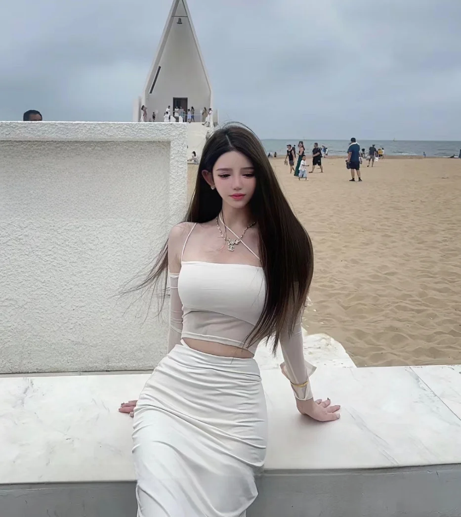 

Сексуальный длинный топ-труба в стиле пэчворк Sve Me, укороченный топ плюс юбка Pure Desire Holiday, белый женский летний комплект, длинный доктор