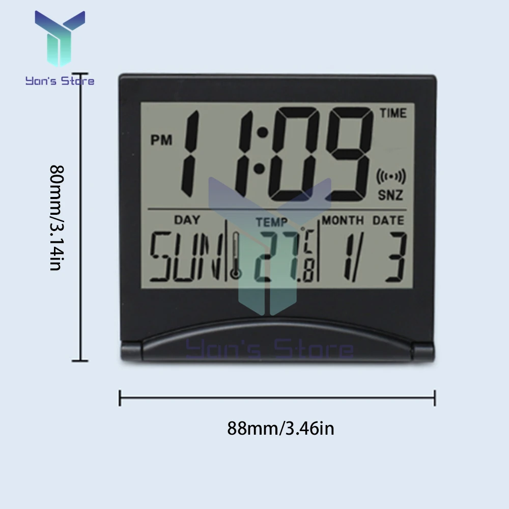 1 pz pieghevole LCD orologio da viaggio digitale termometro misuratore di umidità sveglia tavolo da scrivania stazione meteorologica sensore di