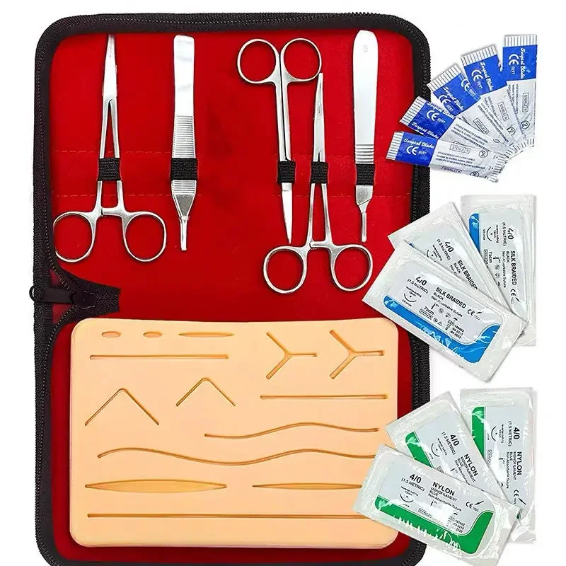 Surgical Suture Instrument Set Practice Surgical Tool Needle Holder Set Skin Model Medical Student Essential Supplies