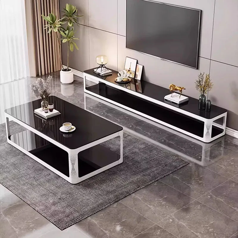 Glass Living Room Coffee Table Accessories Decoration Modern Aesthetic Side Table Clear Space Saving Meubles Salon Furniture