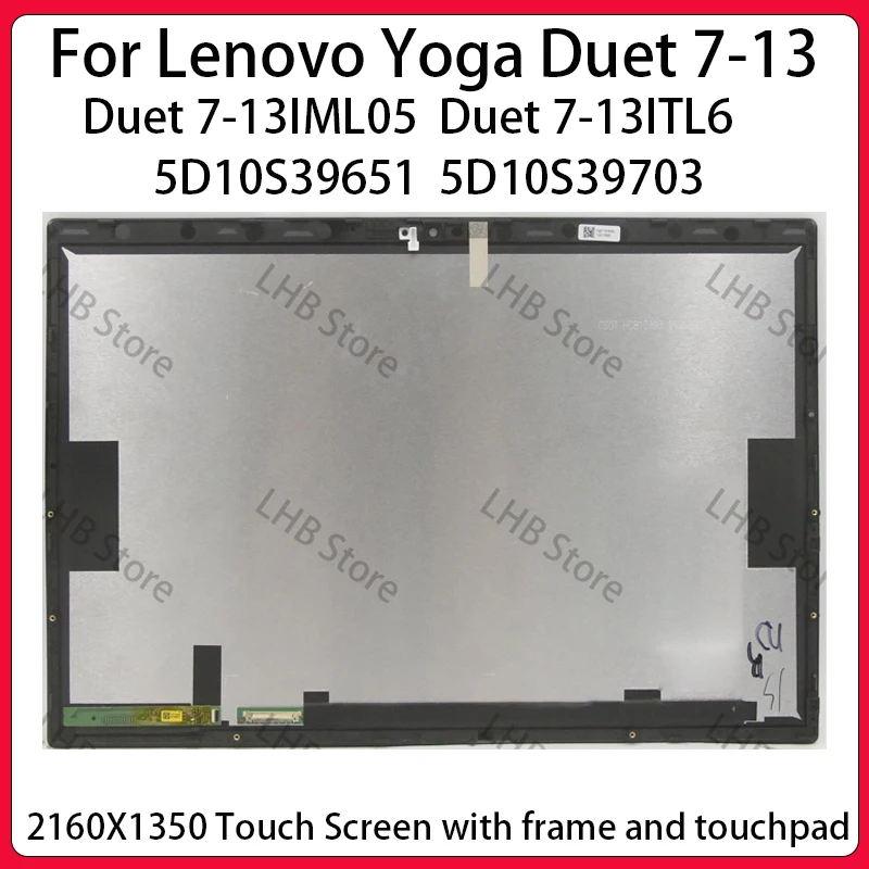 Pantalla Táctil de 13 Pulgadas para Lenovo Yoga Duet 7-13IML05 82AS Yoga Duet 7-13ITL6 82MA, Pantalla LCD Digitalizadora + Reemplazo de Ensamblaje de Marco