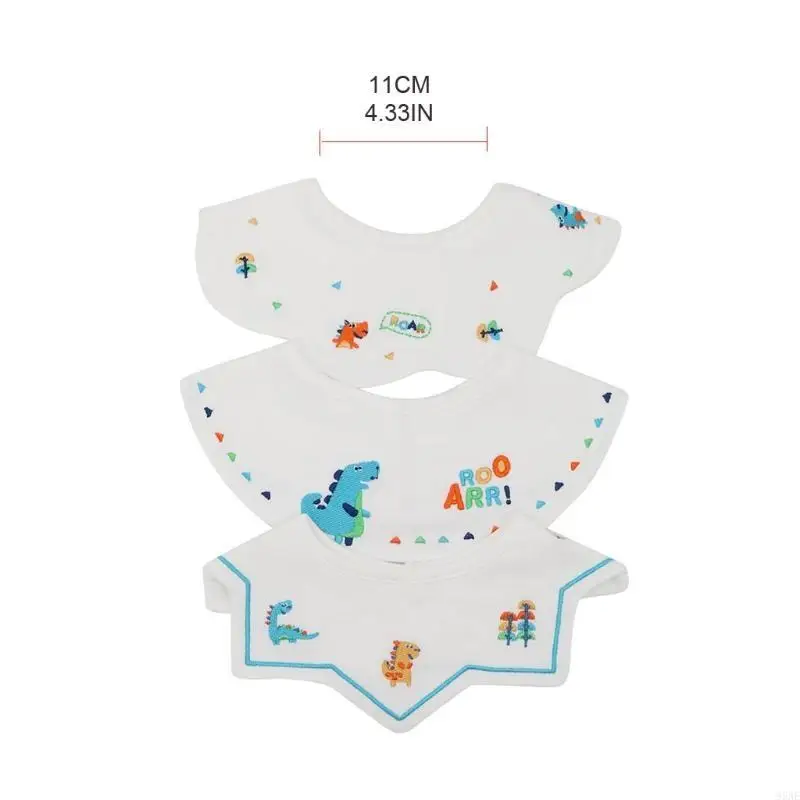 95AE 3 PCS 360 ° xoay bé ăn Bibs Bibs thêu nước bọt
