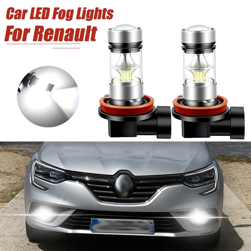 2x For Renault Megane 2 3 4 2003-2018 For Renault Megane CC 2010-2017 LED H8 H11 Fog Light Bulb Car DRL Lamp 6000K 12V 4800LM