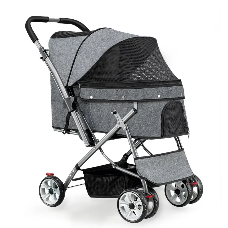 Super Load-Bearing Pet Stroller, médio e grande cão Scooter, leve, dobrável, quatro rodas Pet Cart, Idosos