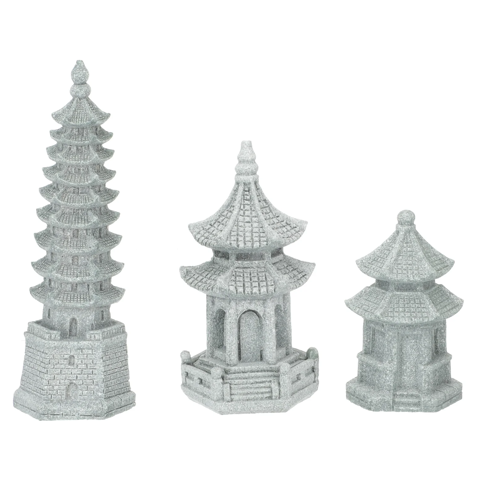 

3 Pcs Bonsai Decoration Stone Pavilion Sand Plate Adorn Concrete Crafts Accessory Buddha Statue Zen Ornament Meditation