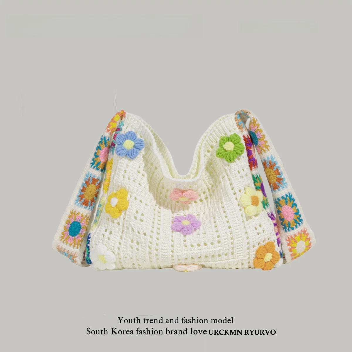 

ZAR FENDEN Summer Lazy Sle Hollow Woven Tote Bag Women's Large Capaci Single oulder Bag Briti Sle Floral Pattern