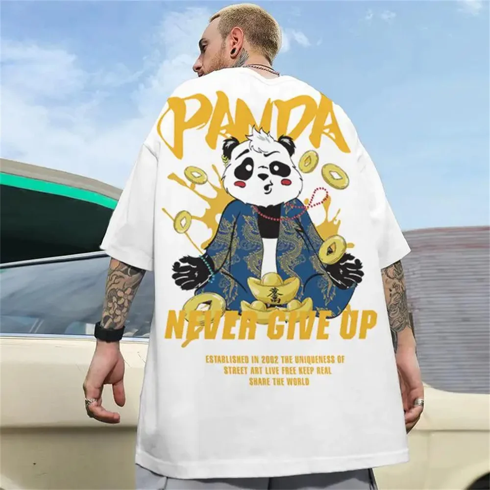 

Chinese New Year Men's T-Shirt 3d Panda Printed Male Clothing Summer Casual Short Sleeve Top Loose Oversized T-Shirt Street Tees