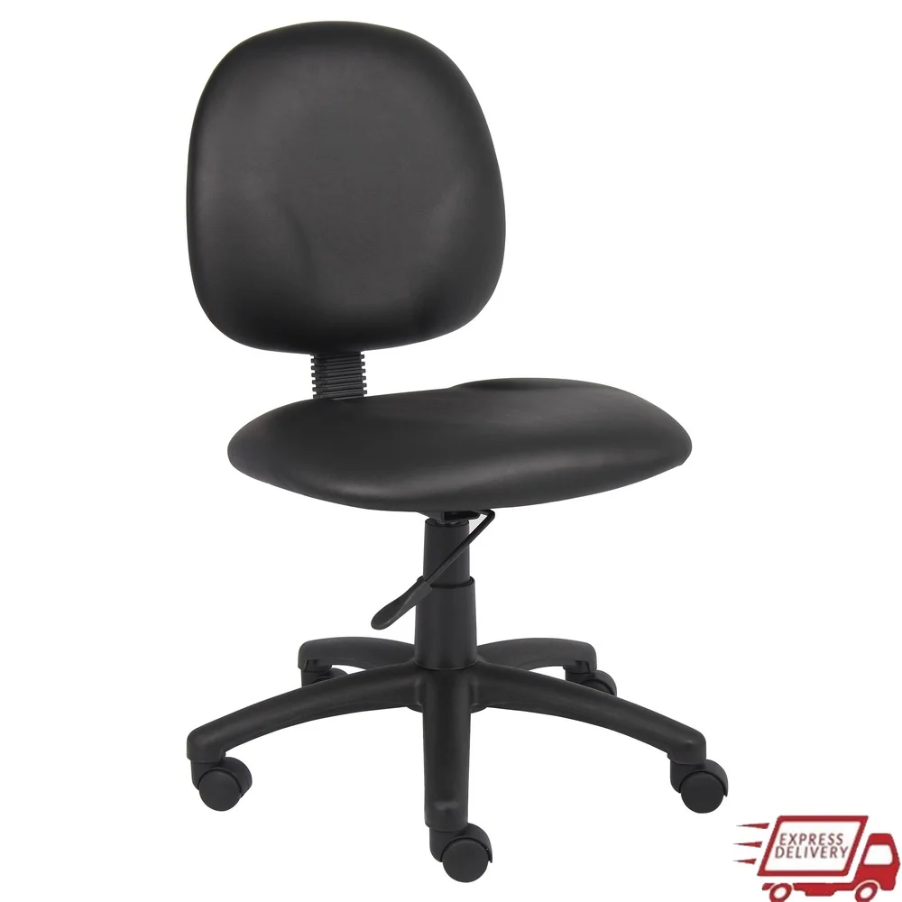 

Эргономичное рабочее кресло без подлокотников с роликами, черное антимикробное виниловое сверхбольшое контурное сиденье, пневматическая регулировка высоты