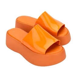 Mini Melissa Sandal Summe damskie kapcie koturny plażowe klapki modne wysokie obcasy damskie buty z grubymi zjeżdżalniami Mujer