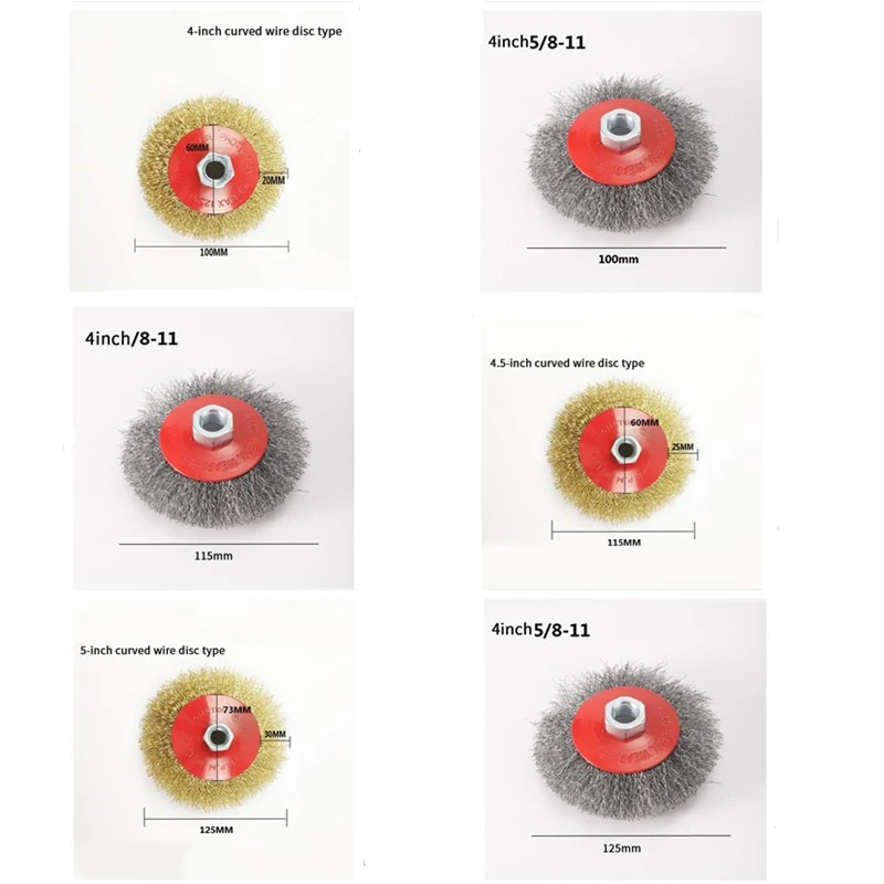 

100/115/125 мм дискообразное стальное проволочное колесо для угловой шлифовальной машины, настольная шлифовальная машина, удаление ржавчины, полировка, чистка красок