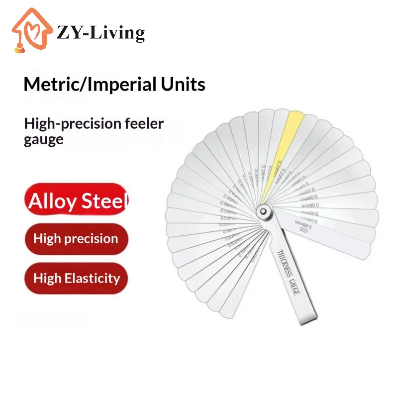 32Pcs/set Portable Durable Feeler Gauge Various Specifications Arc Stainless Steel Feeler Gauge  Gauge Rangefinder