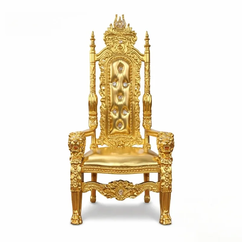 Royal King Throne Chair Luxury Gold Carved High Back Chair Event Party Stage Decoration  Style Seat Hotel Chairs view 3