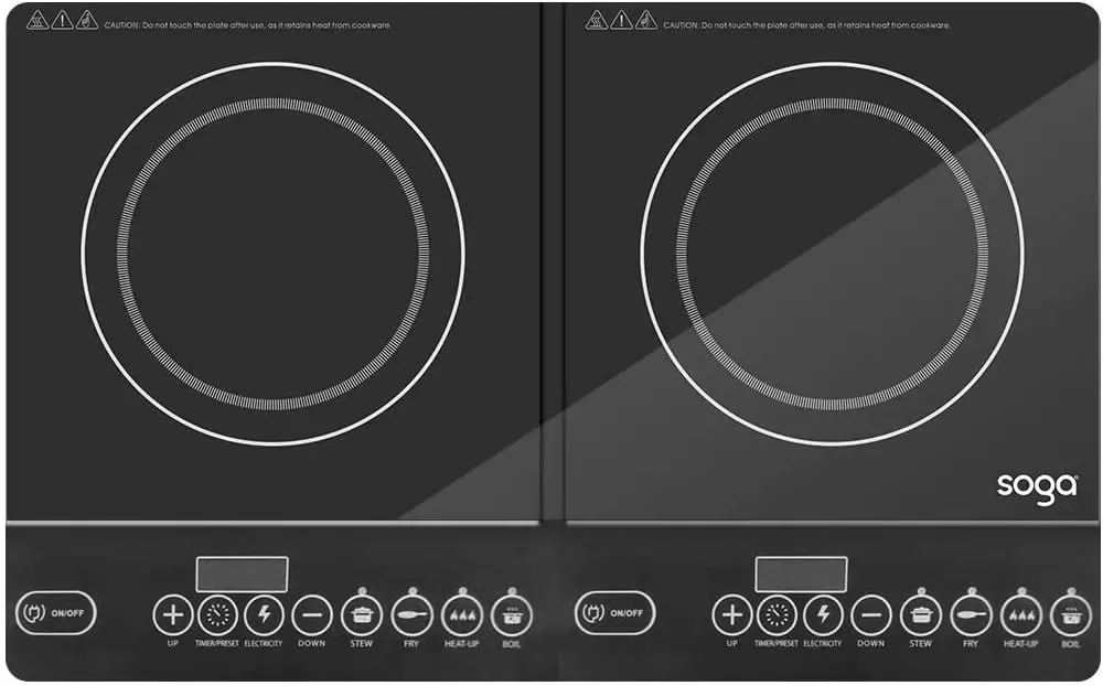 Estufa de cocina con quemadores de placa caliente doble Duo eléctrico LED de inducción portátil