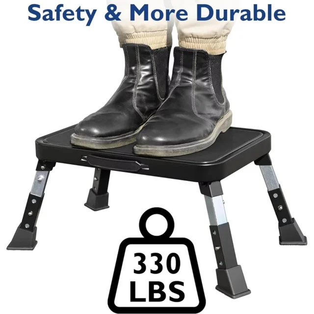 Adjustable Folding Stool with Non-Slip Platform and Thick Rubber Feet, Portable Ladder for Office RV Pet Bathroom Bedroom 2 Adjustable Folding Stool with Non-Slip Platform and Thick Rubber Feet, Portable Ladder for Office RV Pet Bathroom Bedroom 2