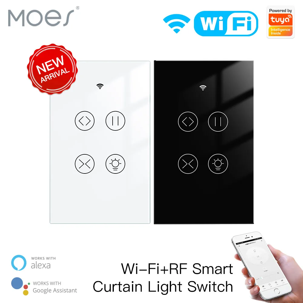 New Tuya Smart WiFi RF Glass Panel Curtain Light Touch Switch Smart Life App Remote Control Google Home Alexa Voice Control