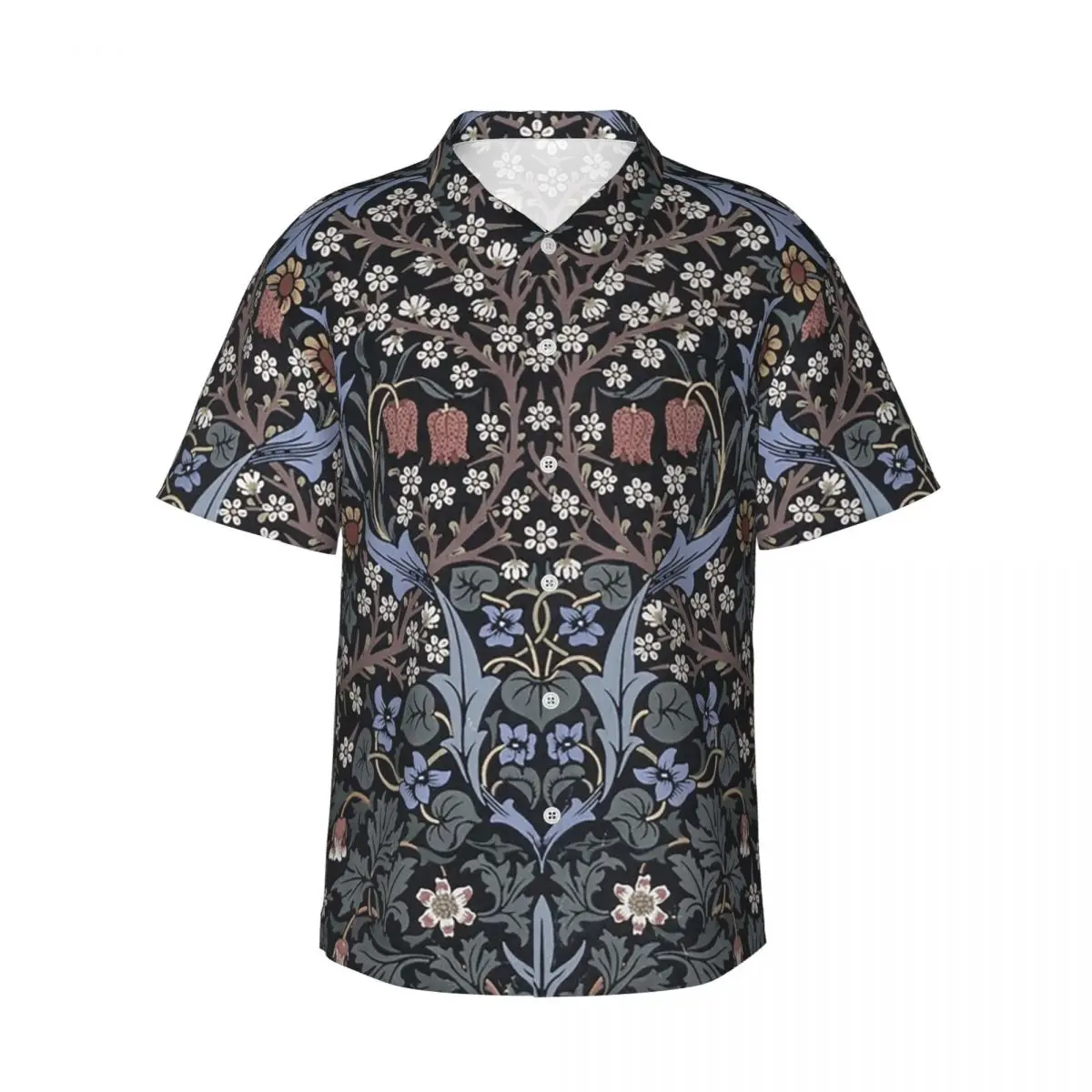 

William Morris - Blackthorn Men's Shirts Hawaiian Short Sleeve Shirt Fashion Button Tops for Summer Beach