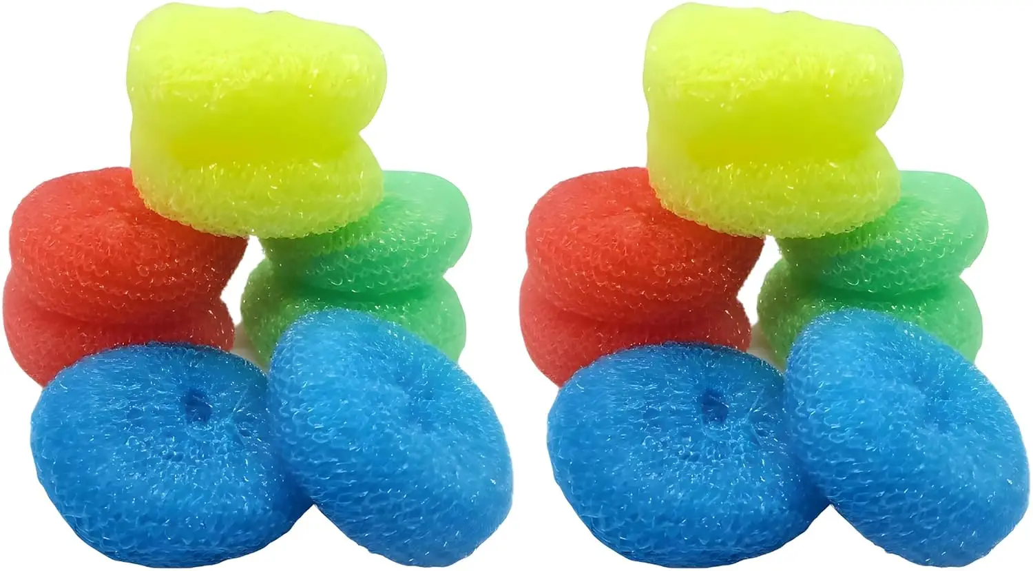 

16 Pack Colorful Nylon Scrub Pads Non Scratch Safe for Non Stick Cookware Durable Round Multi Surface Cleaners